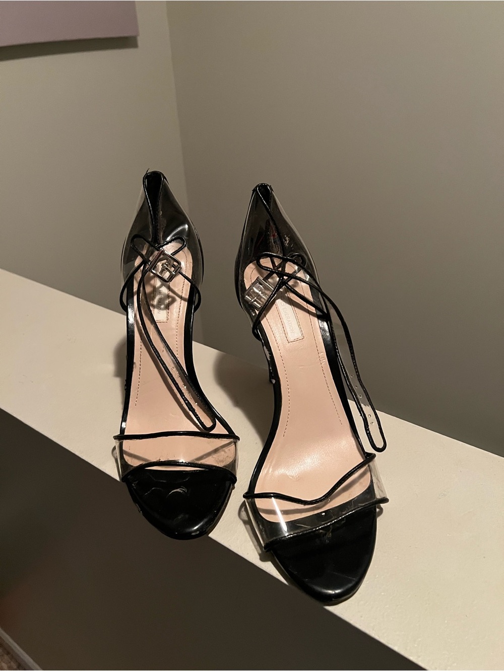 BCBGeneration Black & Clear Strappy High Sandals